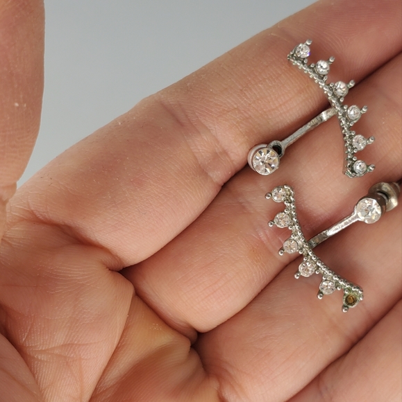 Silvertone Heart Necklace and Front Back Earrings Set - Picture 10 of 12